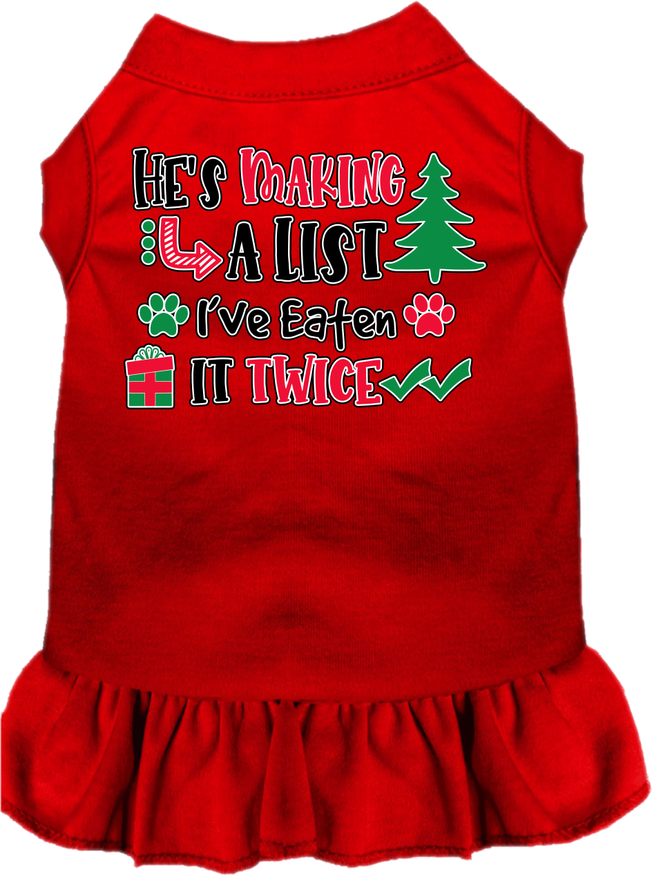 He's Making a List... Screen Print Dog Dress Red Size XXXL